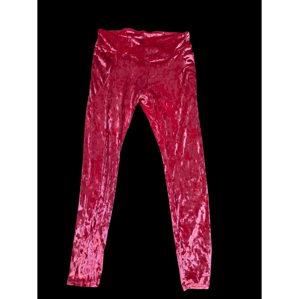 Fabletics XXL Red Crushed Velour Velvet Crossover Waist‎ Leggings Women's